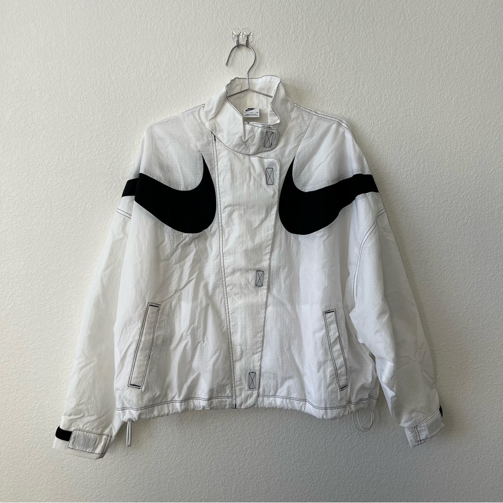 Preowned Nike White Black Swoosh Track Jacket Size XL